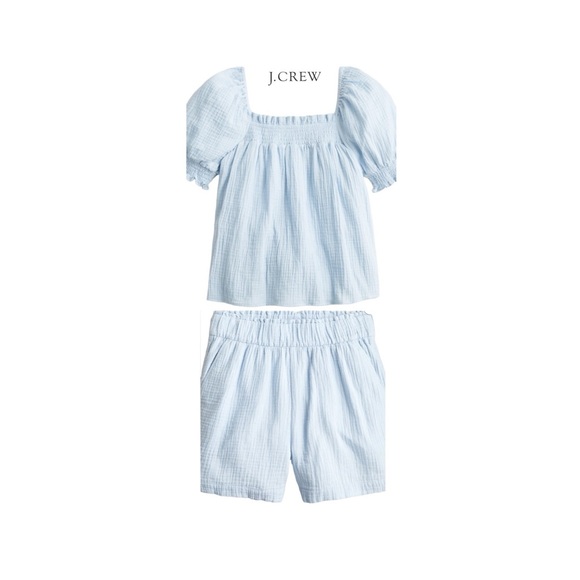 J. Crew EUC Set Squareneck Puff Sleeve Soft Gauze Top & Pull On Shorts 2x/3x - Picture 1 of 16